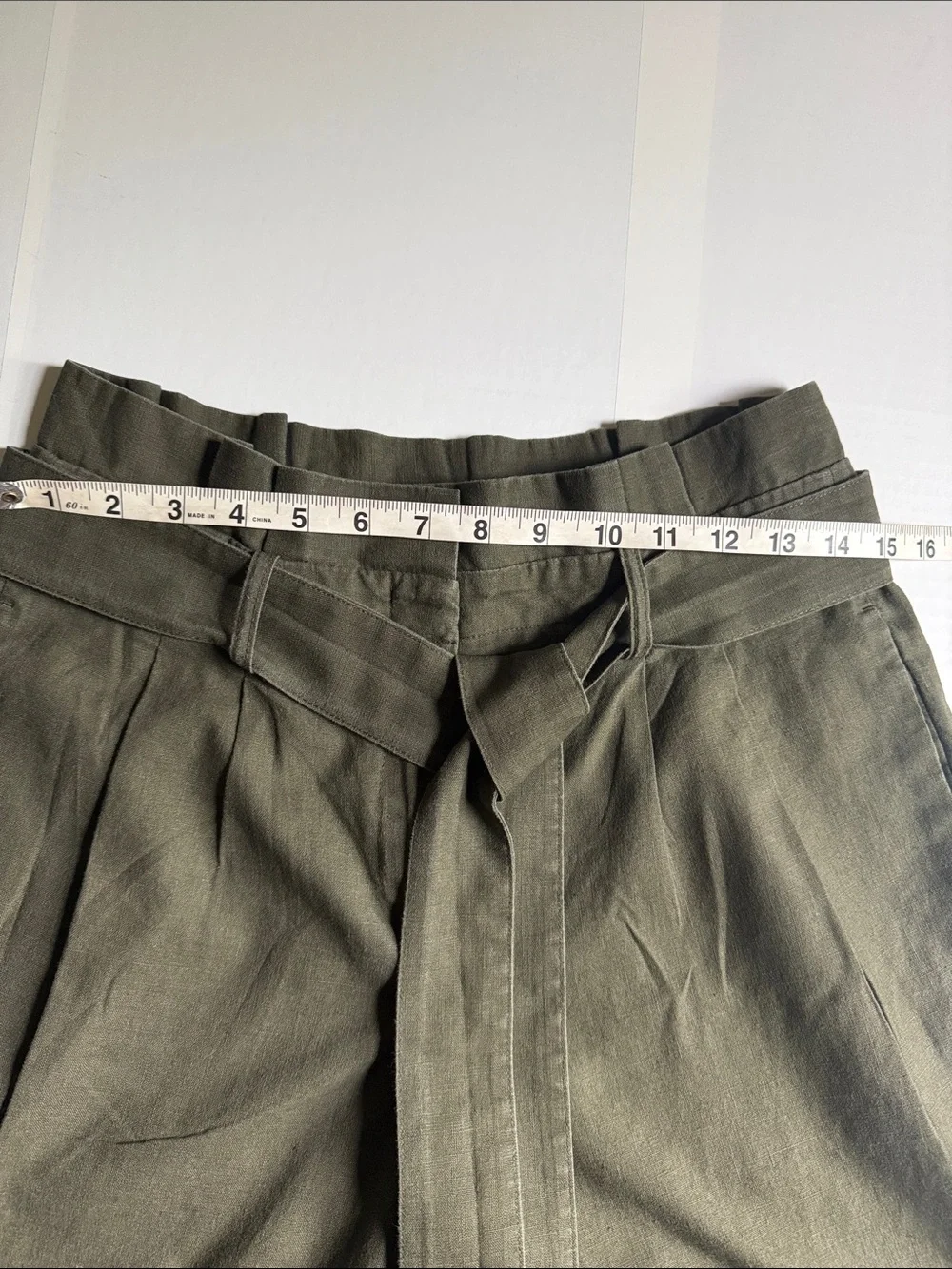 Boden Olive Paperbag Waist Chinos with Self-Tie Belt Size 4